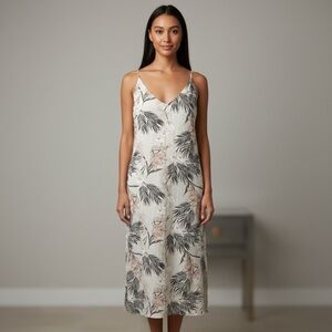 LINEN LUX HAWAIIAN LIGHT GREEN AND PINK SLIP DRESS